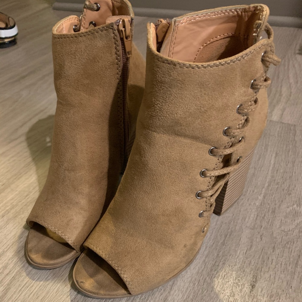 Brown lace up booties
